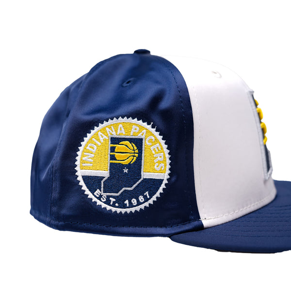 Adult Indiana Pacers Primary Logo Satin 59Fifty Hat in White by New Era - Right Side View