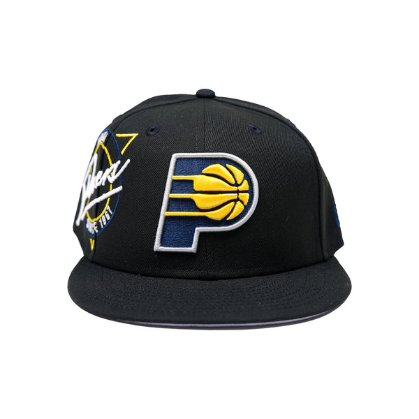 Adult Indiana Pacers Primary Logo Neon 59Fifty Hat in Black by New Era - Front View