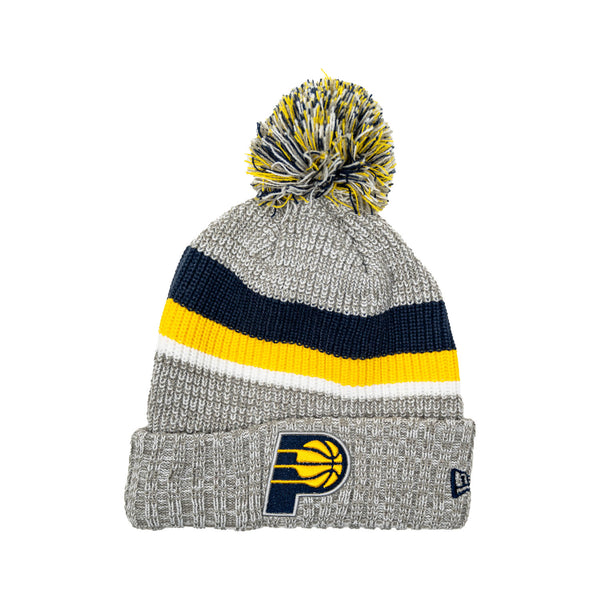 Adult Indiana Pacers Heather Pom Knit Hat in Grey by New Era - Front View