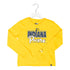 Youth Girls Indiana Pacers Cropped Long Sleeve Shirt in Gold by New Era - Front View