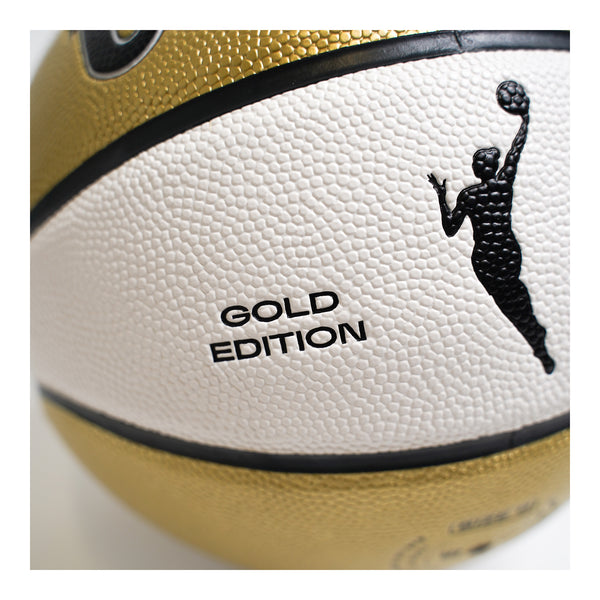 Indiana Fever Full Size Autograph Basketball On Gold and White by Wilson - Zoom View On WNBA Logo