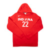 Adult Indiana Fever #22 Caitlin Clark Rebel Name and Number Club Hooded Sweatshirt in Red by Nike - Front View