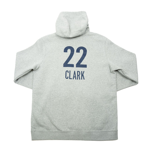 Adult Indiana Fever #22 Caitlin Clark Explorer Name and Number Club Hooded Sweatshirt in Grey by Nike - Back View