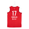 Adult Indiana Fever #17 Wheeler Rebel Swingman Jersey by Nike in Red - Back View