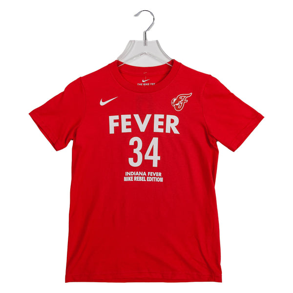 Youth Indiana Fever #34 Grace Berger Rebel Name and Number T-Shirt - Front View