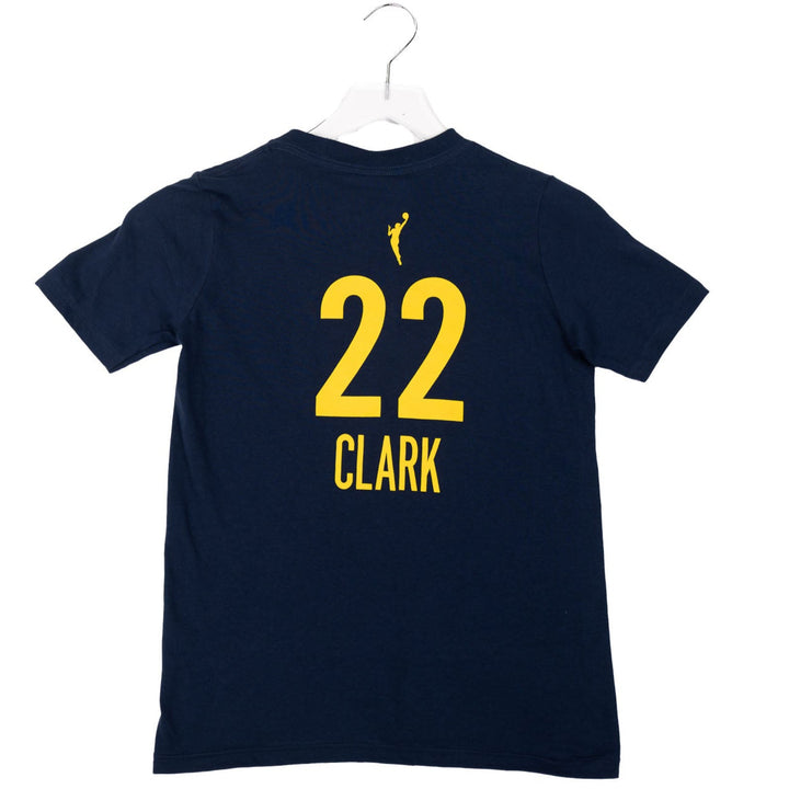 Youth Indiana Fever #22 Caitlin Clark Explorer Name and Number T-Shirt in Navy by Nike - Back View