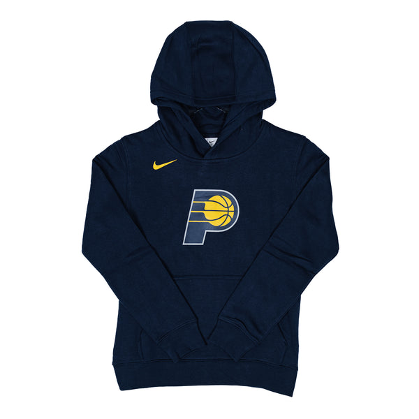 Youth Indiana Pacers Primary Logo Club Hooded Sweatshirt in Navy by Nike - Front View
