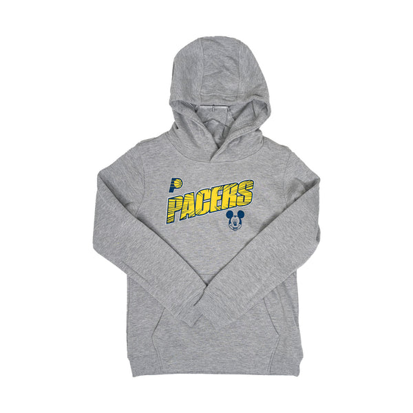 Youth Indiana Pacers Disney Mickey Zoom Hooded Sweatshirt in Grey by Nike - Front View