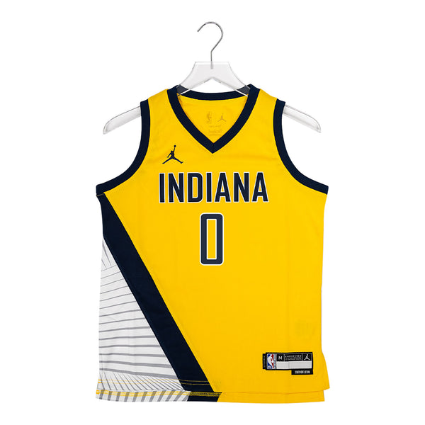Youth 4-7 Indiana Pacers #0 Tyrese Haliburton Statement Swingman Jersey by Jordan