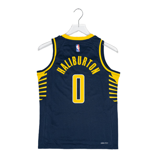 Youth 4-7 Indiana Pacers #0 Tyrese Haliburton Icon Swigman Jersey by Nike in Navy - Back View