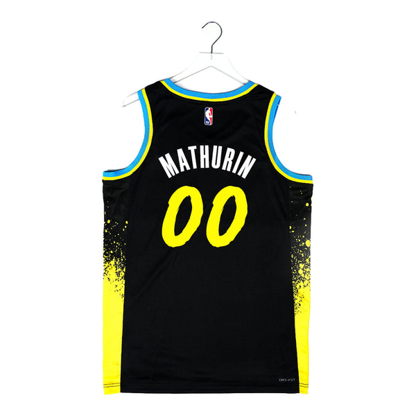 Adult Indiana Pacers 23-24' CITY EDITION #00 Bennedict Mathurin Swingman Jersey by Nike In Black - Back View