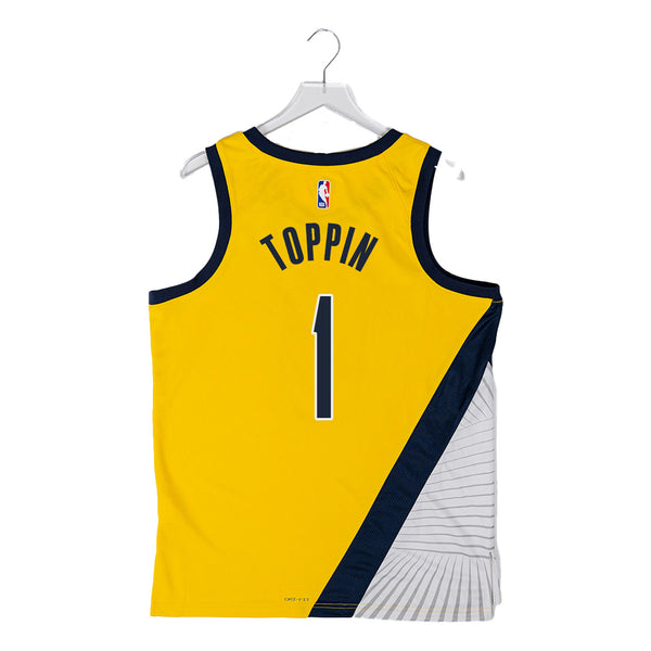 Adult Indiana Pacers #1 Obi Toppin Statement Swingman Jersey by Jordan - Back View