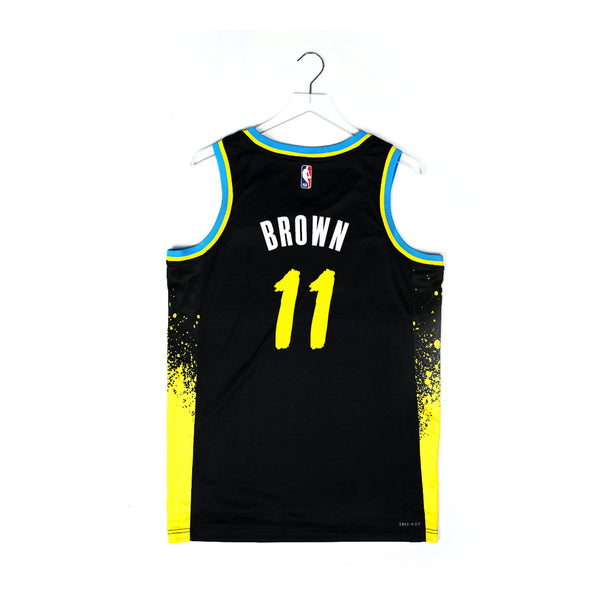 Adult Indiana Pacers 23-24' CITY EDITION #11 Bruce Brown Swingman Jersey by Nike In Black - Back View
