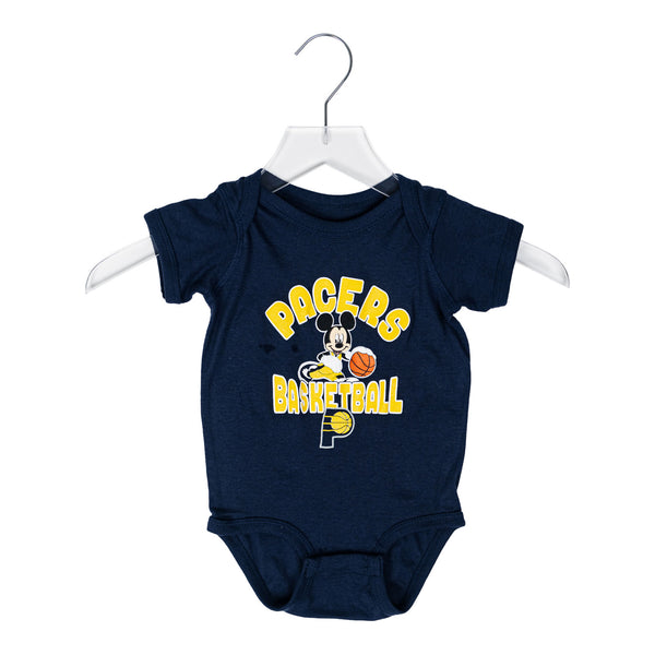 Newborn Indiana Pacers Mickey Lil' Champ Onesie by Nike In Blue - Front View