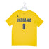 Adult Indiana Pacers #0 Tyrese Haliburton Statement Name and Number T-shirt by Jordan in Gold - Front View