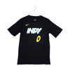 Youth Indiana Pacers #0 Tyrese Haliburton 23-24' CITY EDITION Name and Number T-shirt by Nike In Black - Front View