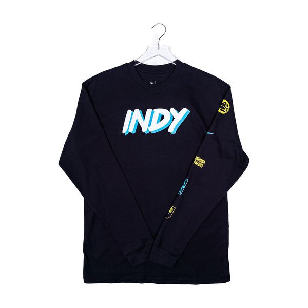 Adult Indiana Pacers 23-24' CITY EDITION Wordmark Long Sleeve T-shirt by Nike - Front View