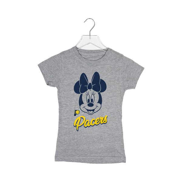 Youth Girls Indiana Pacers Disney Script Fade T-Shirt in Grey by Nike - Front View