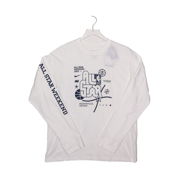 Adult NBA All-Star Indianapolis 2024 Air Max 90 Long Sleeve Shirt in White by Nike in White - Front view