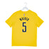 Adult Indiana Pacers #5 Jarace Walker Statement Name and Number T-shirt by Jordan in Gold - Back View