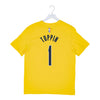 Adult Indiana Pacers #1 Obi Toppin Statement Name and Number T-shirt by Jordan in Gold - Back View