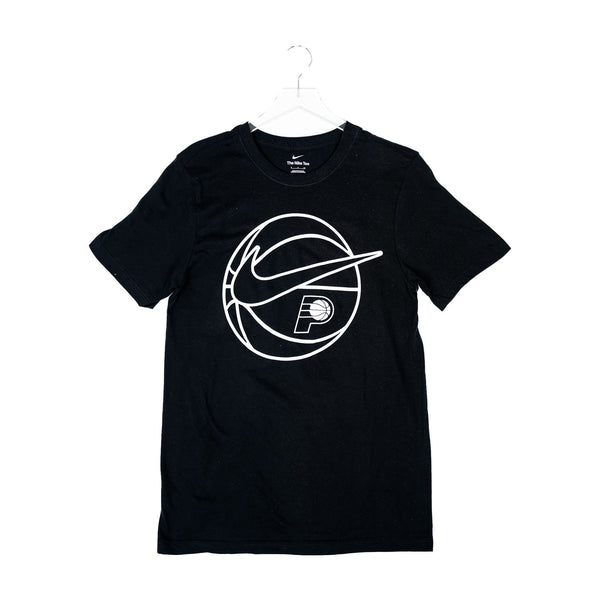 Adult Indiana Pacers Primary Logo Basketball Cotton Core T-Shirt in Black by Nike - Front View