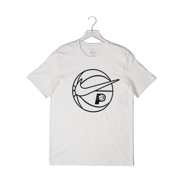 Adult Indiana Pacers Primary Logo Basketball Cotton Core T-Shirt in White by Nike - Front View