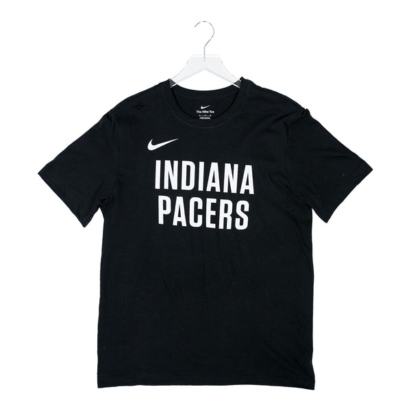 Adult Indiana Pacers Stacked Wordmark Cotton Core T-Shirt in Black by Nike - Front View