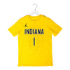 Youth Indiana Pacers #1 Obi Toppin Statement Name and Number T-shirt by Jordan in Gold - Front View