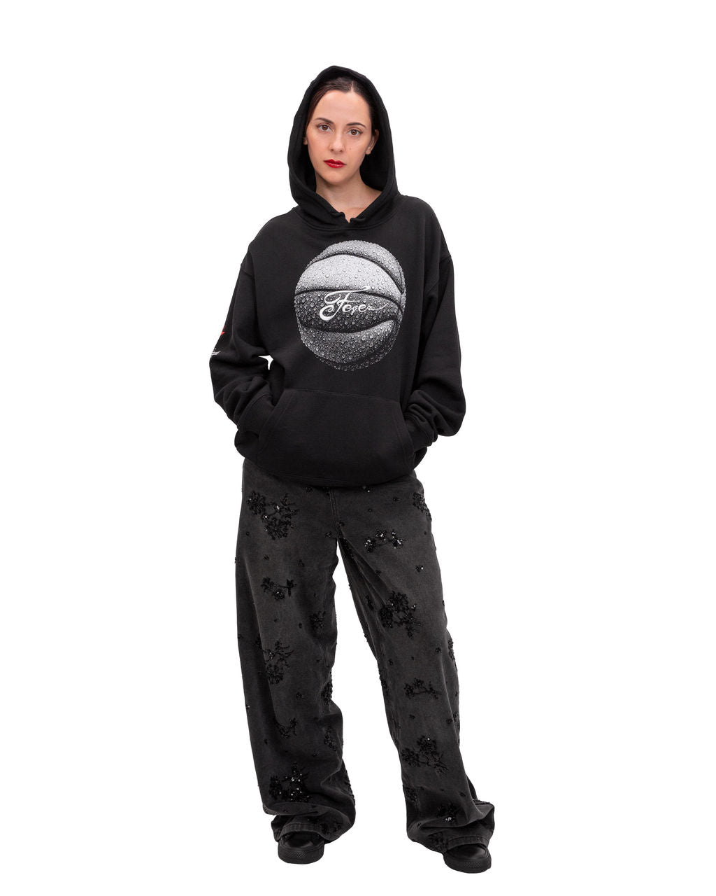 Adult Indiana Fever Basketball Hero Hoodie in Black by 9 COMMONS