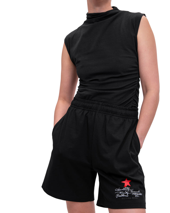 Adult Indiana Fever Phrase Shorts in Black by 9 COMMONS