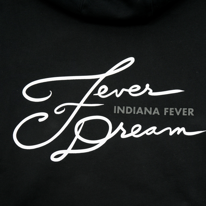 Black sweatshirt with 'Indiana Fever' text in white cursive and print