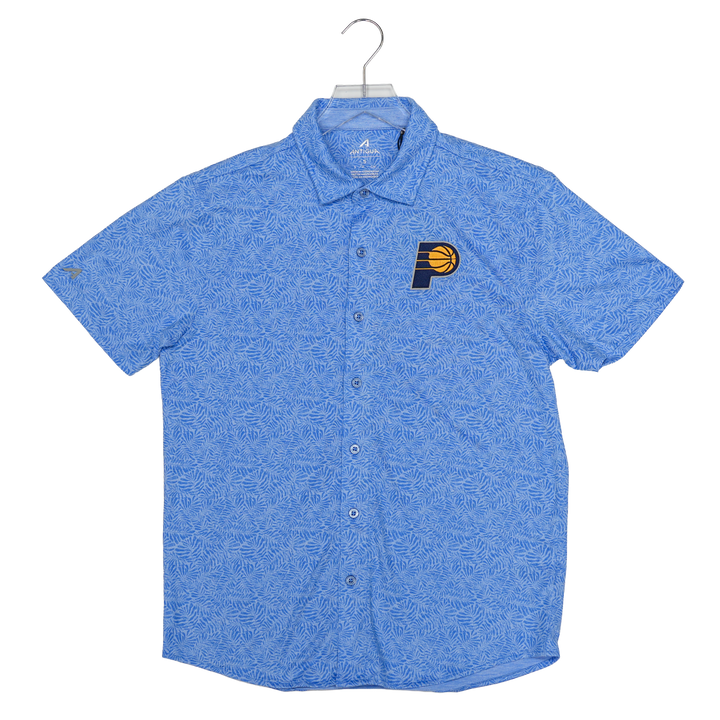 Adult Indiana Pacers Tentril Button Down Shirt in Royal by Antigua