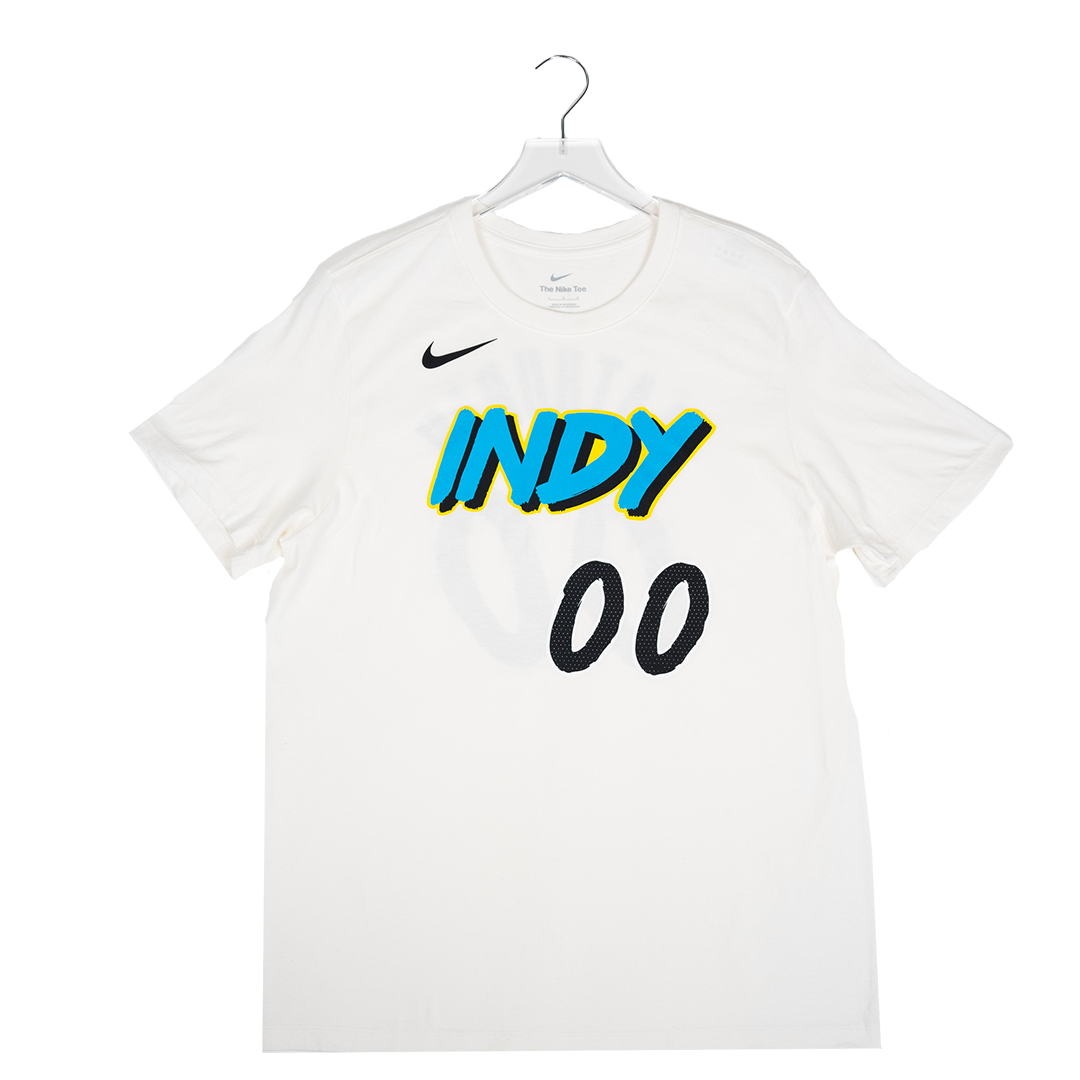 Adult Indiana Pacers #00 Bennedict Mathurin 24-25' CITY EDITION Name and Number T-shirt in White by Nike