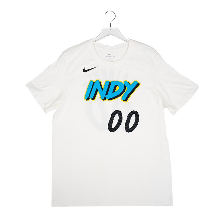Adult Indiana Pacers #00 Bennedict Mathurin 24-25' CITY EDITION Name and Number T-shirt in White by Nike