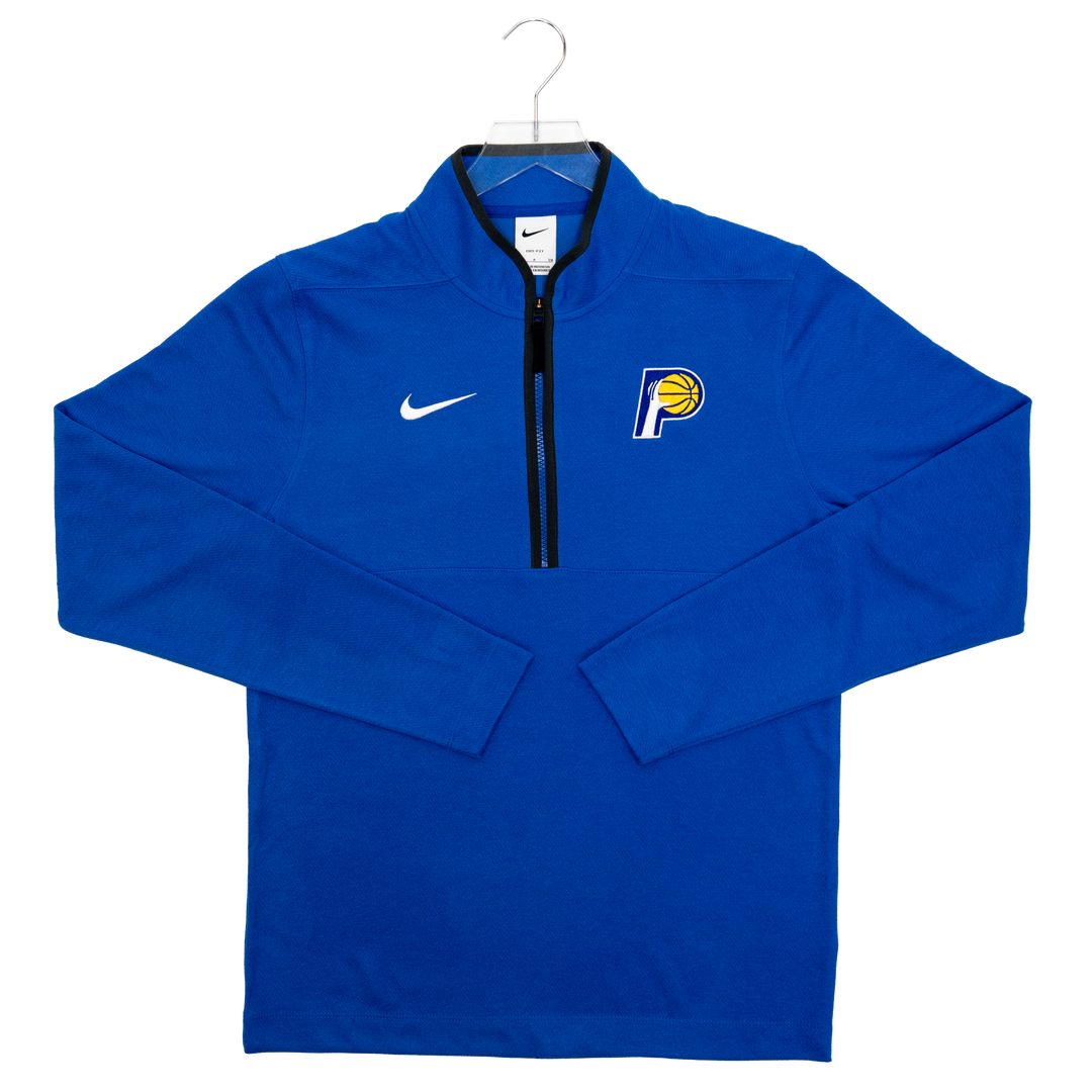 Blue sports jacket with a logo on a white background