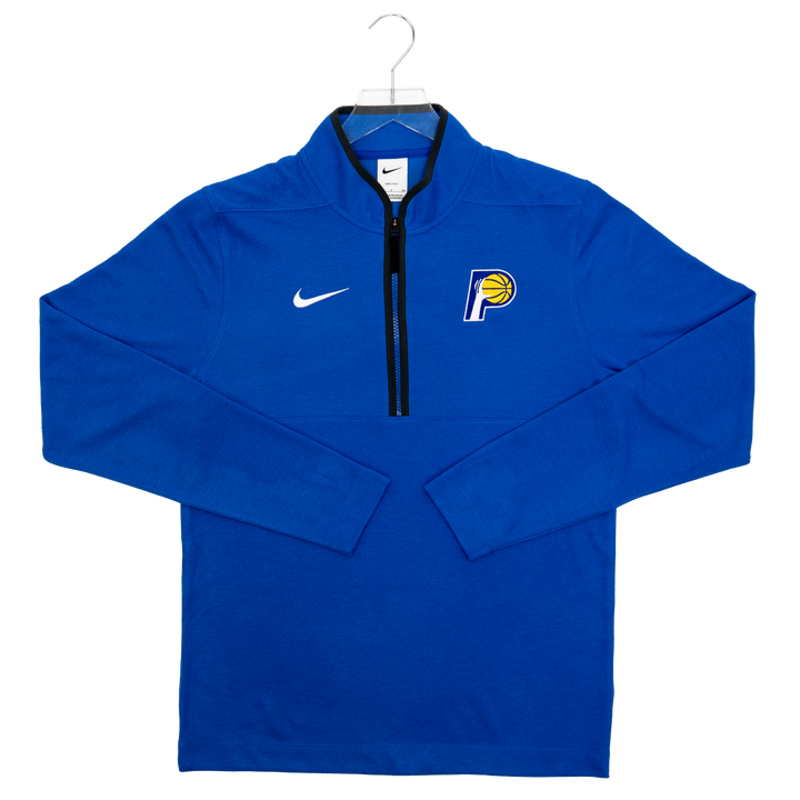 Blue sports jacket with a logo on a white background