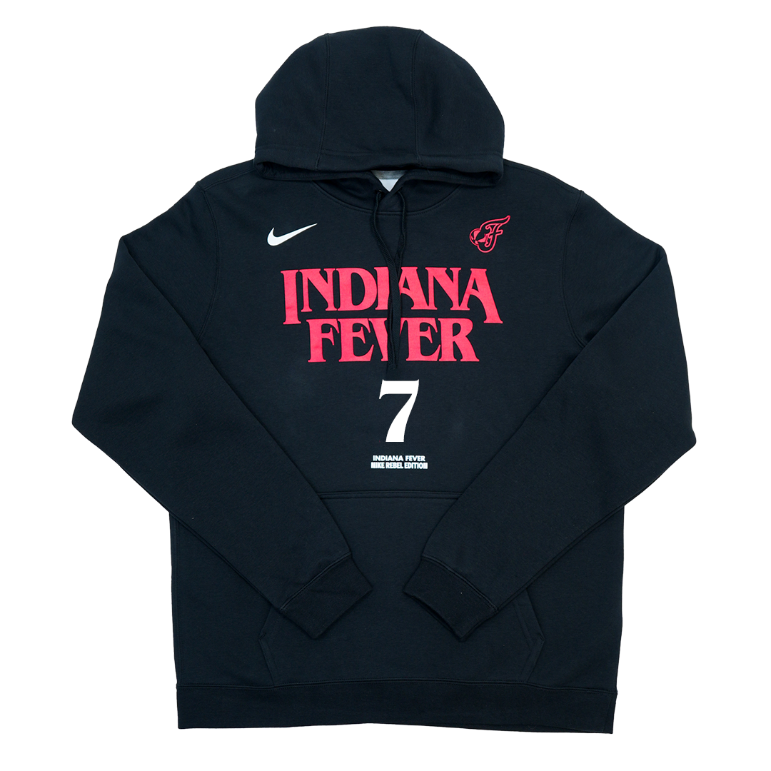 Adult Indiana Fever #7 Aliyah Boston Stranger Things Rebel Name and Number Hooded Sweatshirt in Black by Nike