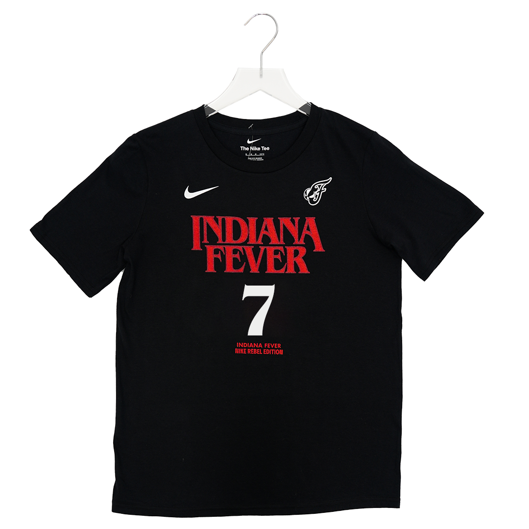 Youth Indiana Fever #7 Aliyah Boston Stranger Things Name and Number T-shirt in Black by Nike