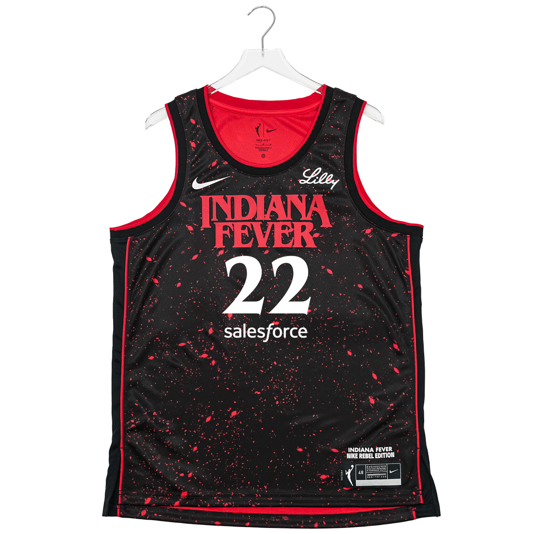 Adult Indiana Fever #22 Caitlin Clark Stranger Things Rebel Swingman Jersey in Black by Nike