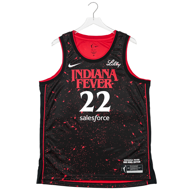 Adult Indiana Fever #22 Caitlin Clark Stranger Things Rebel Swingman Jersey in Black by Nike