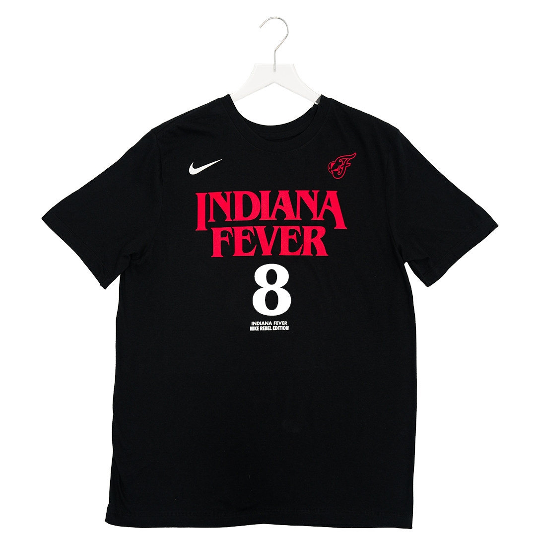 Adult Indiana Fever #8 Sophie Cunningham Stranger Things Rebel Name and Number T-shirt in Black by Nike