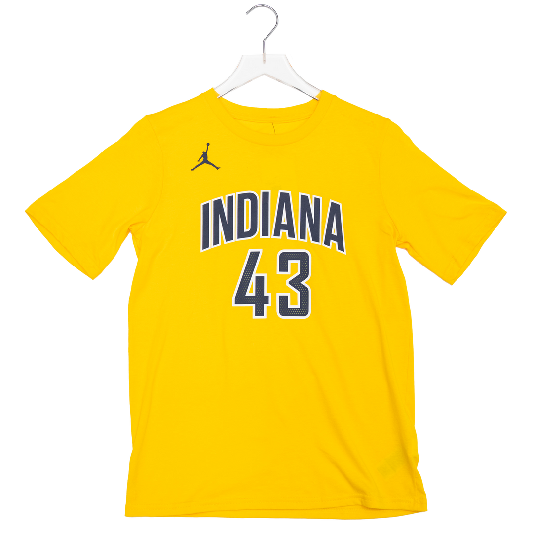 Youth Indiana Pacers #43 Pascal Siakam 26-27' Statement Name and Number T-shirt in Gold by Jordan