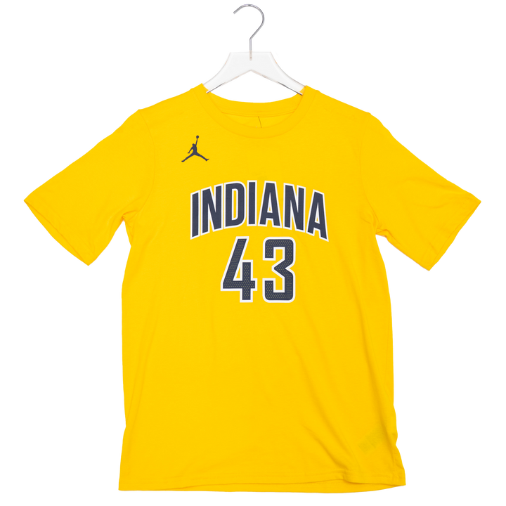 Youth Indiana Pacers #43 Pascal Siakam 26-27' Statement Name and Number T-shirt in Gold by Jordan