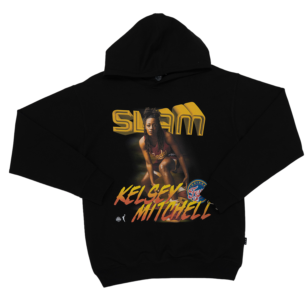 Adult Indiana Fever Kelsey Mitchell SLAM Cover Hooded Sweatshirt in Black by SLAM