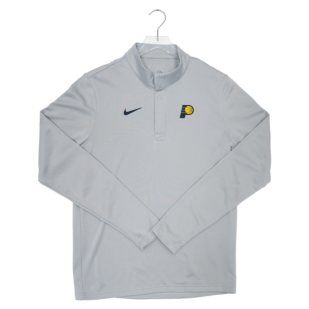 Adult Indiana Pacers 1/4 Zip Performance top in Heather Grey by Nike