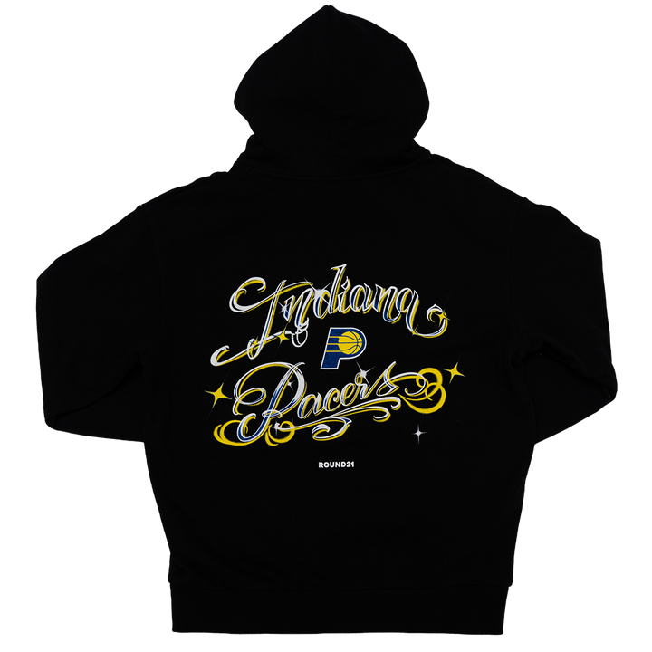 Adult Indiana Pacers CDMX Game Camino De Flores Hooded Sweatshirt in Black by Round21