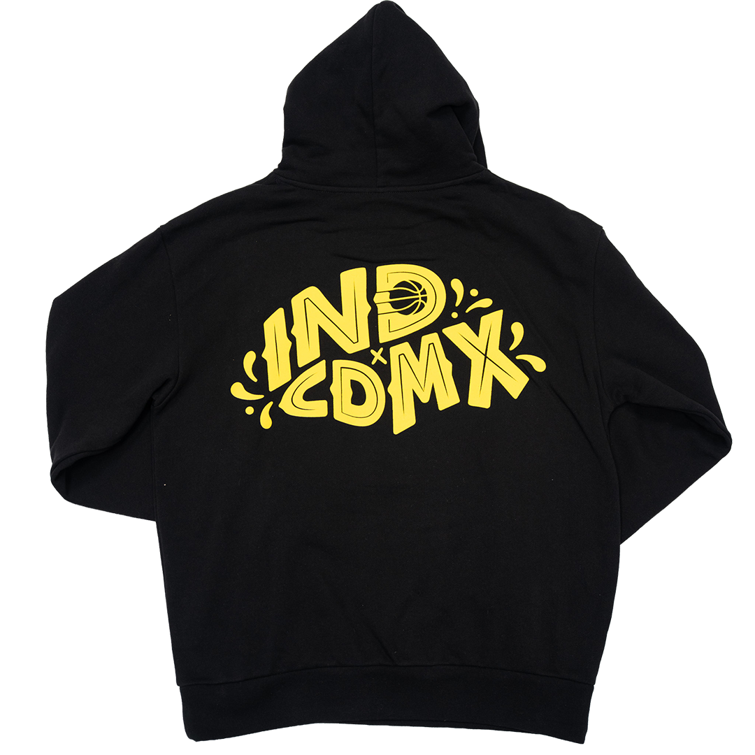 Adult Indiana Pacers CDMX Game Skeleton Basketball Hooded Sweatshirt in Black by Round21