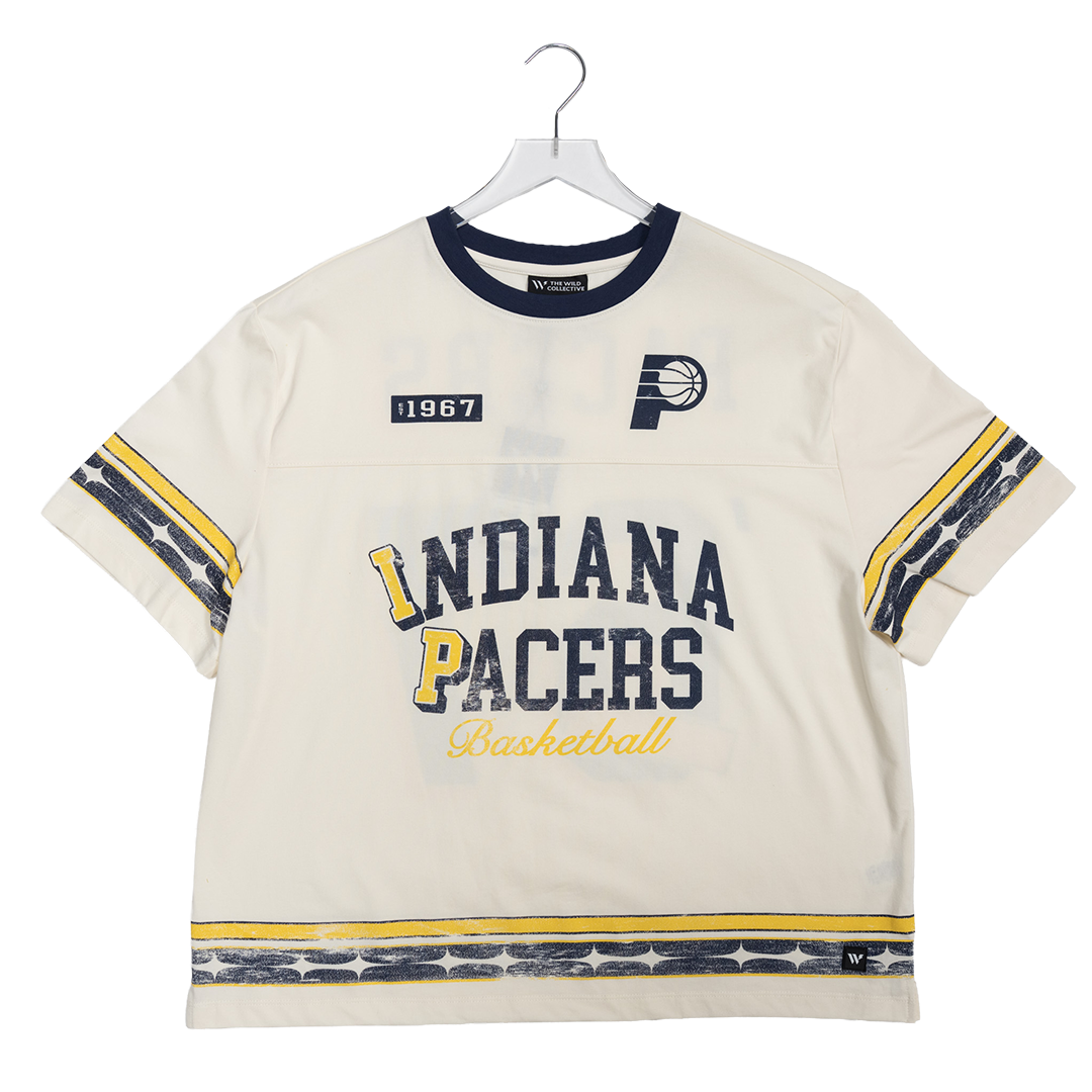 Women's Indiana Pacers Drop Shoulder Boyfriend T-Shirt in White by Wild Collective
