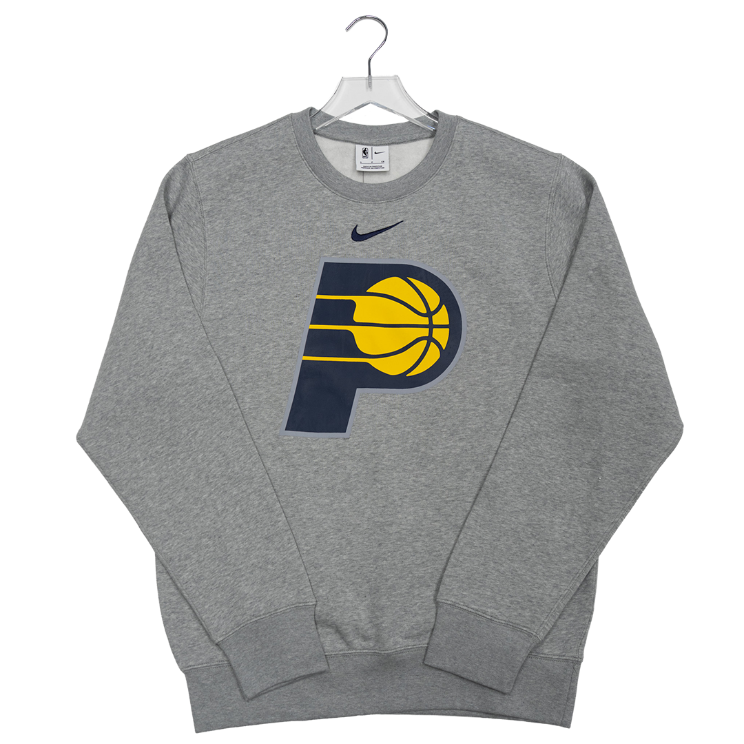 Adult Indiana Pacers Primary Logo Club Crewneck Sweatshirt in Grey by Nike